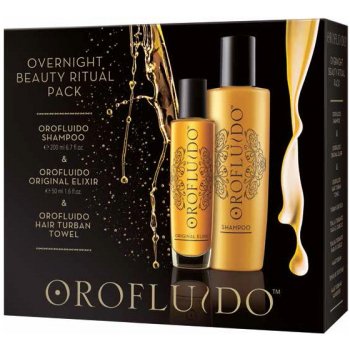 Orofluido Overnight Beauty Ritual šampon 200 ml + elixír 50 ml + Orofluido turban dárková sada