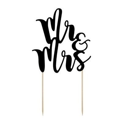 Dekorace na dort nápis Mr and Mrs 25 cm – Zboží Dáma
