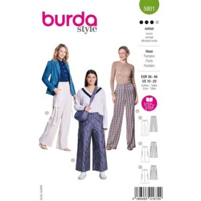 Střih Burda 5801 na dámské kalhoty a cargo kalhoty – Zboží Dáma