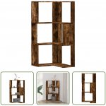 Rohová 3patrová knihovna kouřový dub 50x50x102 cm kompozit – Zbozi.Blesk.cz