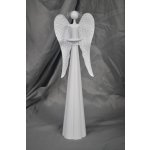 Plechový bílý anděl s kalíškem na svíčku 40 cm balení 2 ks