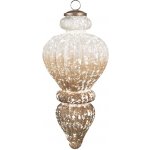 Clayre & Eef Bílo-hnědá antik skleněná ozdoba baňka XL Ø 12*25 cm – Hledejceny.cz