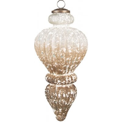 Clayre & Eef Bílo-hnědá antik skleněná ozdoba baňka XL Ø 12*25 cm – Hledejceny.cz