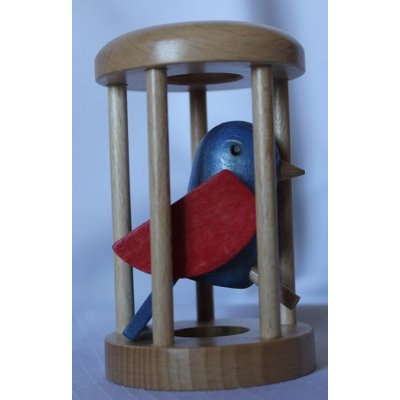 Papoušek v kleci modré tělo červená křídla – Zboží Mobilmania