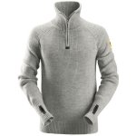 Snickers Workwear svetr vlněný s ½ zipem šedá – Sleviste.cz