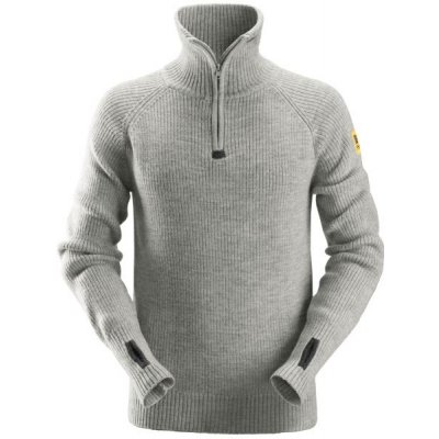 Snickers Workwear svetr vlněný s ½ zipem šedá – Sleviste.cz