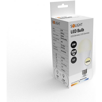 Solight LED žárovka , klasický tvar, 22W, E27, 4000K, 270°, 2090lm – Zboží Mobilmania