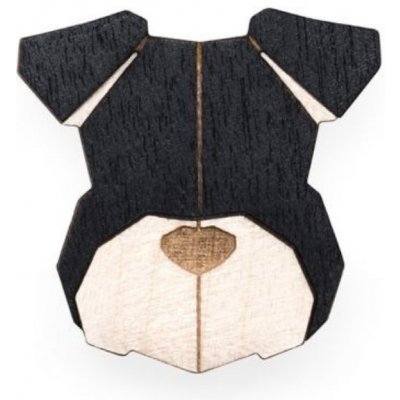 BeWooden dřevěná brož ve tvaru psa Schnauzer černá BR24 – Zboží Mobilmania