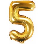 PARTYDECO Balón foliový číslice ZLATÁ 35 cm 5 NELZE PLNIT HELIEM – Zboží Dáma