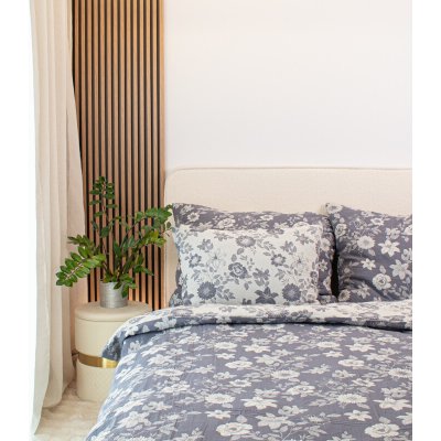 Takoy Povlečení tkaný mušelín luxury set květiny šedomodré-HT-00857 140x220 70x90 – Hledejceny.cz