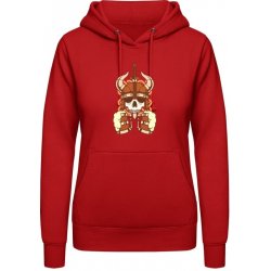 AWDis Hoodie mikina Design Pivní Viking Ohnivá červená