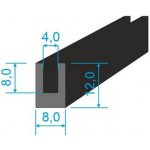 05381004 Pryžový profil tvaru "U", 12x8/4mm, 60°Sh, NBR, -40°C/+70°C, černý – Zbozi.Blesk.cz