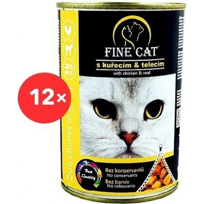 Fine Cat pro kočky DUO Kuřecí s telecím 12 x 415 g – Zboží Mobilmania