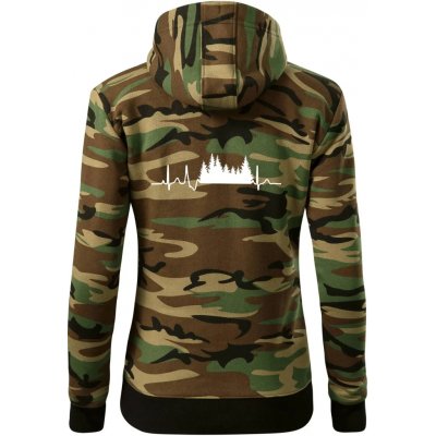 EKG les dámská mikina trendy zipper s kapucí Hnědý maskáč – Zboží Dáma