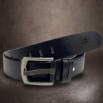 pánský prošitý černý kožený pásek DOUBLE HUNTERS Leather s monogramem ražba Luxusní kožený pásek s ražbou vlastního monogramu – Zboží Dáma