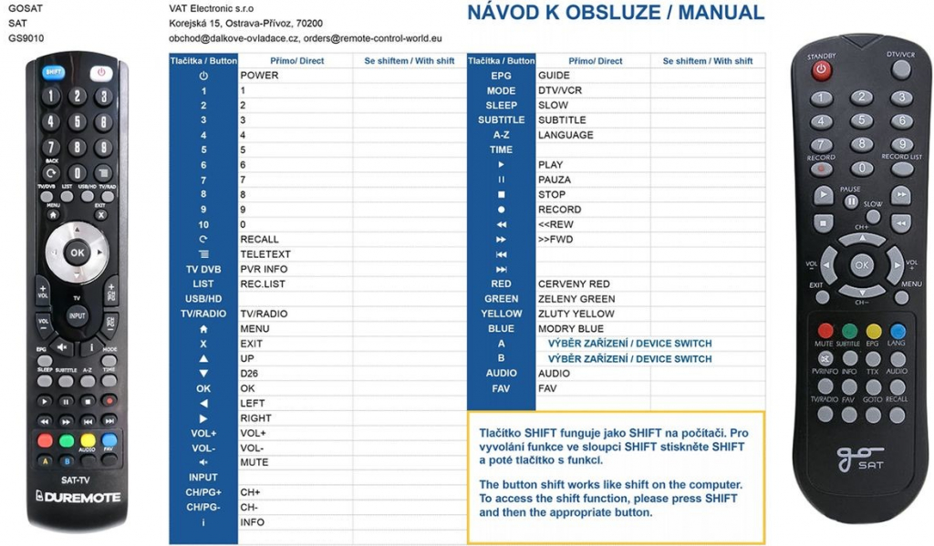 Dálkový ovladač General GoSAT GS-9010PVR