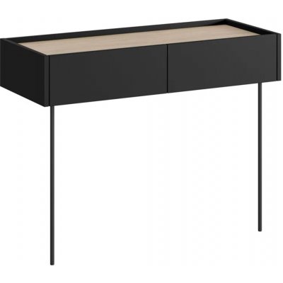 Bogart. toaletní stolek Desin 100 cm se zásuvkami a kovovými nohami černý mat dub nagano – Zboží Mobilmania