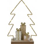 HIT Vánoční dekorace na dřevěném podstavci 7LED stromek a dárky 23cm – Hledejceny.cz