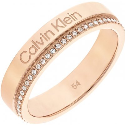Calvin Klein Pozlacený prsten s krystaly Minimal Linear 35000202 – Zboží Dáma