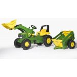 Rolly Toys Šlapací traktor Rolly Junior John Deere s nakladačem a vlekem – Zboží Dáma