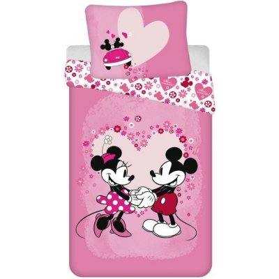 Jerry Fabrics Povlečení Mickey a Minnie Love polyester mikrovlákno 140x200 70x90