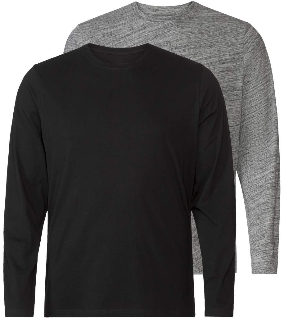 Livergy pánské triko s dlouhými rukávy 2 kusy černá/šedá