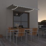 VidaXL Ručně zatahovací markýza s LED světlem 350 x 250 cm krémová – Zboží Mobilmania