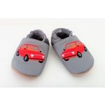 BaBice kožené capáčky barefoot s výšivkou auto šedá – Zboží Dáma