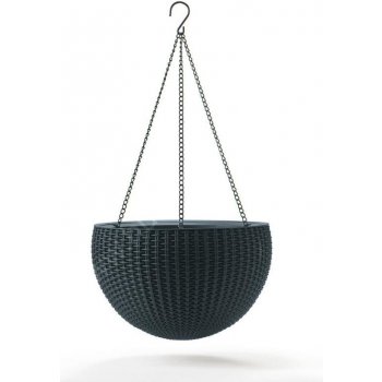 Rojaplast Plastový závěsný květináč HANGING SPHERE antracit 229545