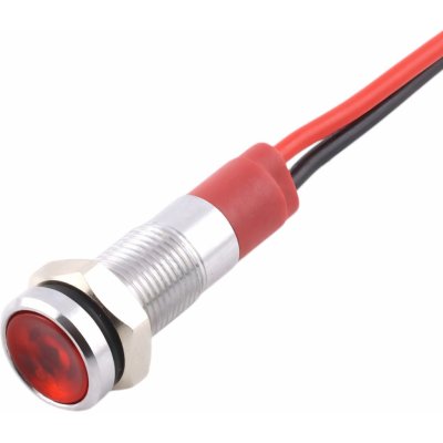 LED kontrolka kovová, pro průměr otvoru 6mm, stříbrná 12-24 V DC Červená – Sleviste.cz