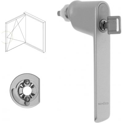 Schüco Uzamykatelná nástrč. klika typ. 2 včetně rozety Barva: C0 - stříbrná eloxovaná, Varianta pro: Levé křídlo 247656 247661 – Hledejceny.cz