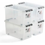 AJ Produkty Plastový box s víkem, 70 litrů, 720x400x380 mm, průhledný, bal. 4 ks – Sleviste.cz