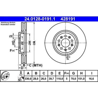 Brzdový kotouč ATE 24.0128-0191.1 (24012801911) | Zboží Auto