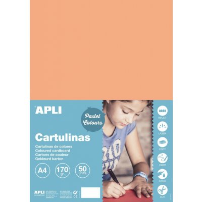 APLI Barevný papír 170 g A4 50 listů lososový – Zboží Dáma