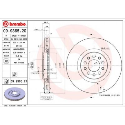 Brzdový kotouč BREMBO 09.9365.21 | Zboží Auto