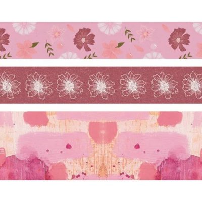 D.A. Samolepicí papírová růžová s květinami 3 ks – Zboží Dáma