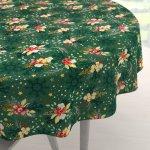 Biante bavlna kulatý ubrus Sandra SA-713 Vánoční cesmíny na zeleném Ø 120 cm – Hledejceny.cz