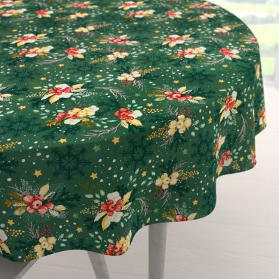 Biante bavlna kulatý ubrus Sandra SA-713 Vánoční cesmíny na zeleném Ø 120 cm – Hledejceny.cz