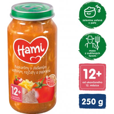 Hami Makaróny s dušeným vepřovým rajčaty a paprikou 250 g – Zbozi.Blesk.cz