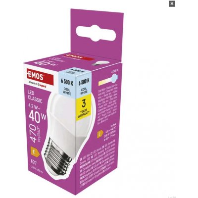 Emos LED žárovka Classic Mini Globe E27 4,2 W 40 W 470 lm studená bílá – Hledejceny.cz