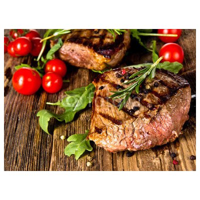 WEBLUX 42261882 Fototapeta papír Grilled beef steak Grilovaný hovězí steak rozměry 360 x 266 cm – Hledejceny.cz