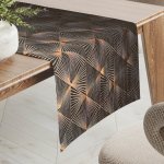 Biante Sametový běhoun Isabela IBL-012 Rose Gold trojúhelníky na hnědém 45x140 cm – Sleviste.cz