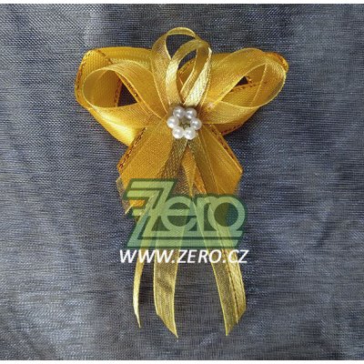 Vonička (vývazek) svatební - zlatá s perlovým květem II – Sleviste.cz