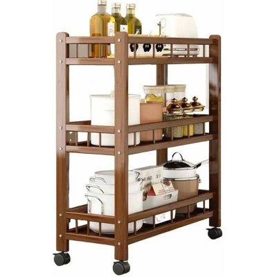 Servírovací stolek kolečka dřevo hnědá NoBi KAHIRA – Zboží Dáma