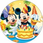 Jedlý papír Mickey, Minnie a kačer Donald oslava narozenin 19,5 cm – Hledejceny.cz