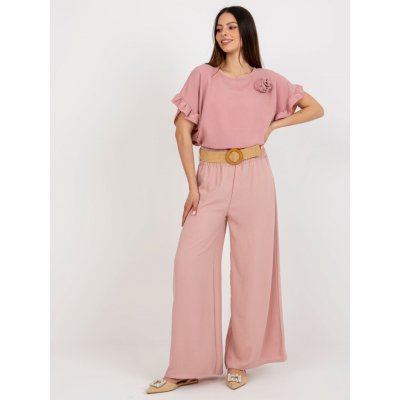 Italy Moda široké kalhoty s páskem dhj-sp-8387.57-light pink