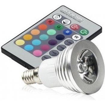 RGB LED E14 3W color + dálk.ovl. set 3 ks