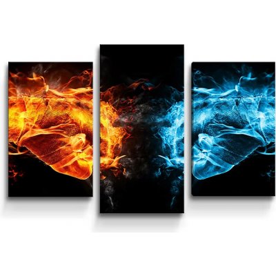 Sablio Obraz - 3-dílný Ohnivé pěsti - 75x50 cm – Hledejceny.cz