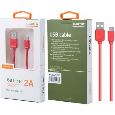 Aligator AS115RD MicroUSB 2A, 1m, červený – Zboží Mobilmania