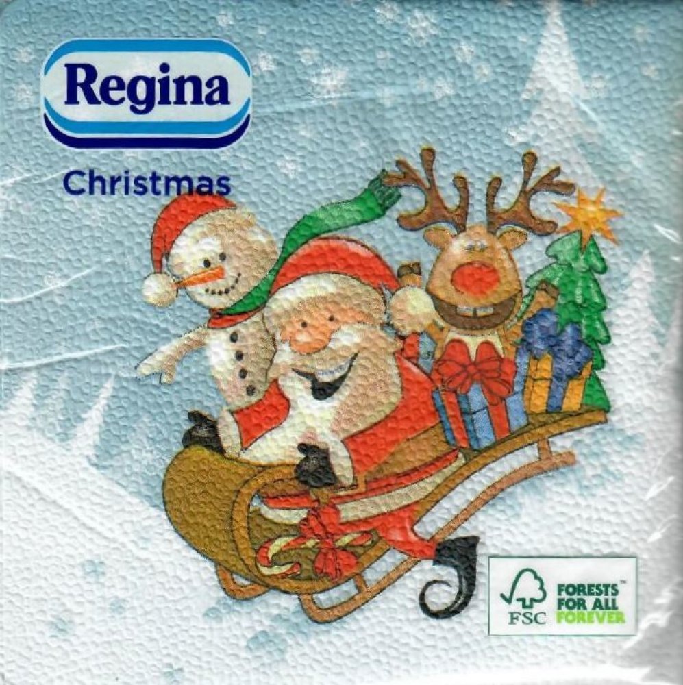 Regina papírové ubrousky 1V 33x33cm 20ks Vánoční Světle modré Santa na  saních | Srovnanicen.cz